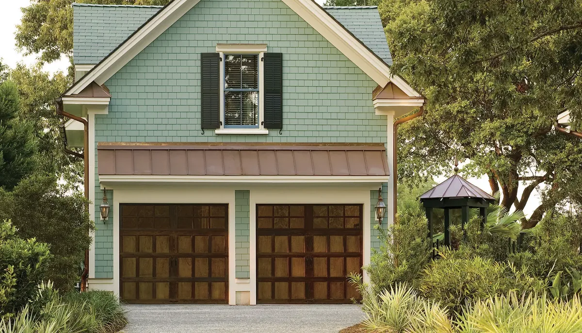Custom garage door on a Texas home